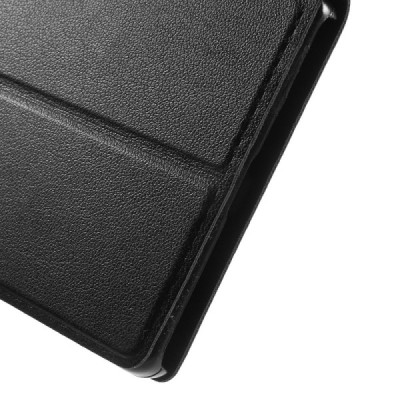 Huawei P8 juodas odinis atverčiamas „Smart Window“ dėklas su langeliu / Priedai.lt