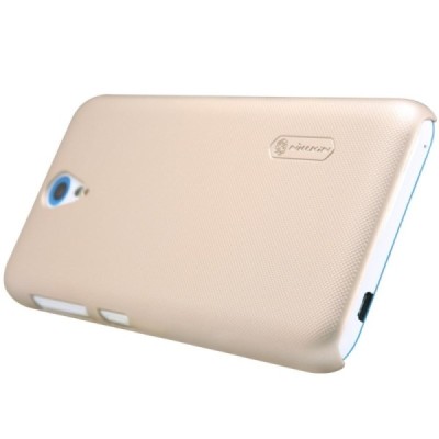 HTC Desire 620 Nillkin Frosted Shield auksinis plastikinis dėklas + apsauginė ekrano plėvelė / Priedai.lt