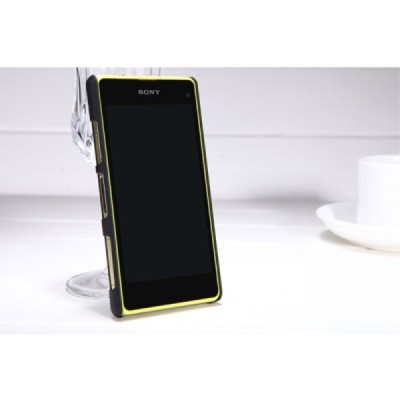 Sony Xperia Z1 Compact Nillkin Frosted Shield melns plastmasas apvalks + ekrāna aizsargplēve / Vacins.lv