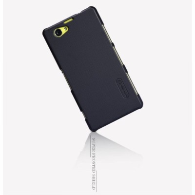 Sony Xperia Z1 Compact Nillkin Frosted Shield melns plastmasas apvalks + ekrāna aizsargplēve / Vacins.lv
