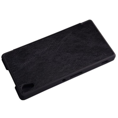 Greznais „Nillkin“ Qin sērijas ādas atvērams melns Sony Xperia Z3+ Plius maciņš / Vacins.lv