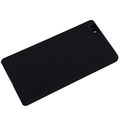 Huawei P8 Lite Nillkin Frosted Shield melns plastmasas apvalks + ekrāna aizsargplēve / Vacins.lv