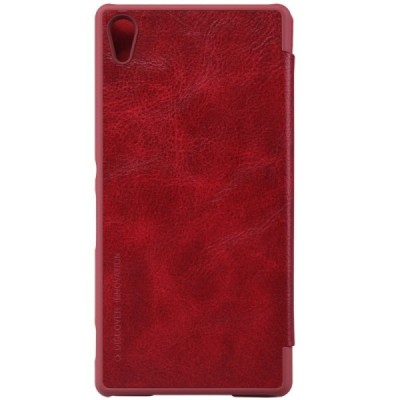 Greznais „Nillkin“ Qin sērijas ādas atvērams sarkans Sony Xperia Z3+ Plius maciņš / Vacins.lv