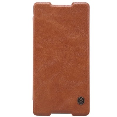 Greznais „Nillkin“ Qin sērijas ādas atvērams brūns Sony Xperia Z3+ Plius maciņš / Vacins.lv
