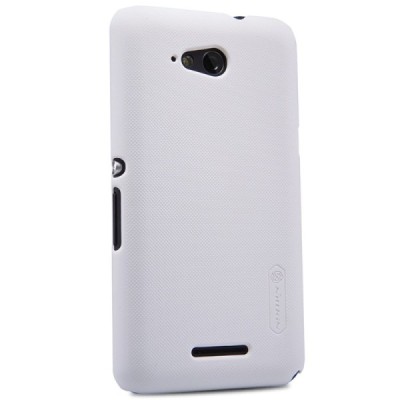 Sony Xperia E4g Nillkin Frosted Shield baltas plastikinis dėklas + apsauginė ekrano plėvelė / Priedai.lt