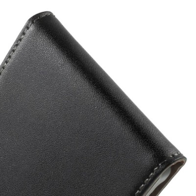 Sony Xperia Z3+ Pluss klasisks ādas vertikāli atvēramais melns maciņš / Vacins.lv