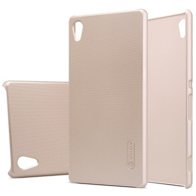 Sony Xperia Z3+ Pluss Nillkin Frosted Shield zelta plastmasas apvalks + ekrāna aizsargplēve / Vacins.lv