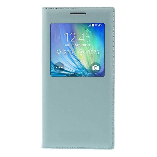 „Smart Window“ atverčiamas odinis dėklas - šviesiai mėlynas (Galaxy A5 2015)