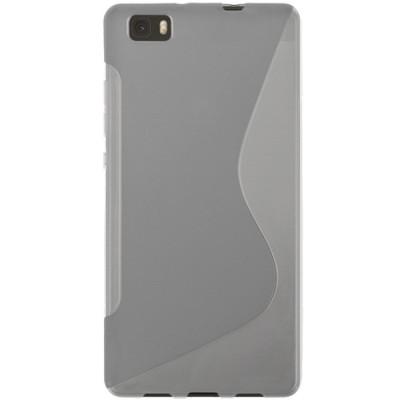 Huawei P8 Lite skaidrus (permatomas) kieto silikono TPU pilkas dėklas - nugarėlė / Priedai.lt