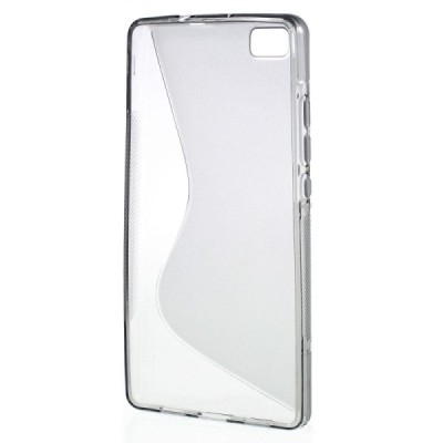 Huawei P8 Lite skaidrus (permatomas) kieto silikono TPU pilkas dėklas - nugarėlė / Priedai.lt