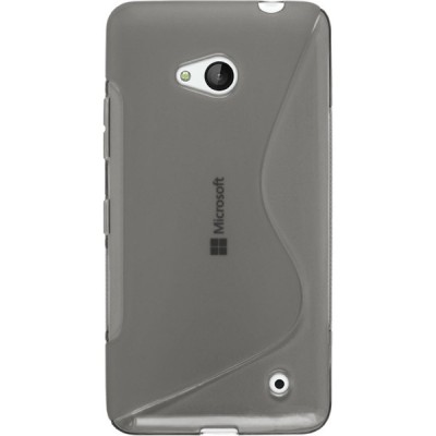 Microsoft Lumia 640 skaidrus (permatomas) kieto silikono TPU pilkas dėklas - nugarėlė / Priedai.lt