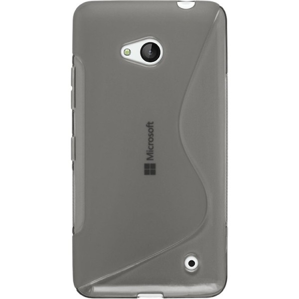 Kieto silikono (TPU) dėklas - skaidrus, pilkas (Lumia 640)