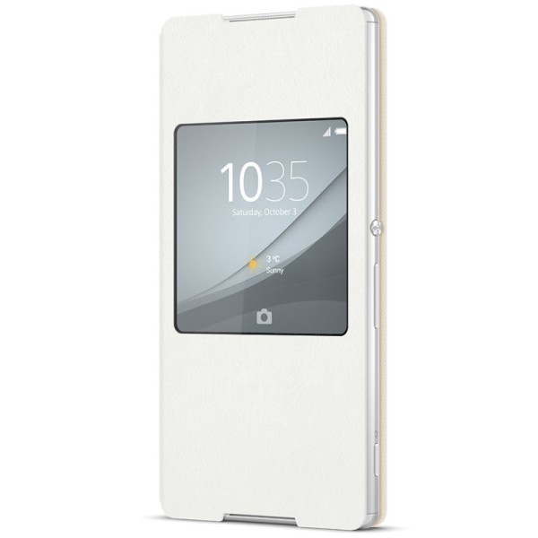 „Sony“ Style Cover Window atverčiamas dėklas - baltas (Xperia Z3+)