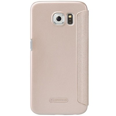 Samsung Galaxy S6 (G920) „Nillkin“ Sparkle atvēramais zelta maciņš / Vacins.lv
