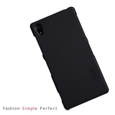Sony Xperia Z2 Nillkin Frosted Shield melns plastmasas apvalks + ekrāna aizsargplēve / Vacins.lv