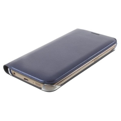 Samsung Galaxy S6 Edge mėlynas odinis atverčiamas Smart Wallet dėklas - piniginė / Priedai.lt