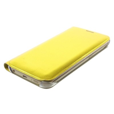 Samsung Galaxy S6 Edge dzeltens atvēramais Smart Wallet ādas maciņš - maks / Vacins.lv