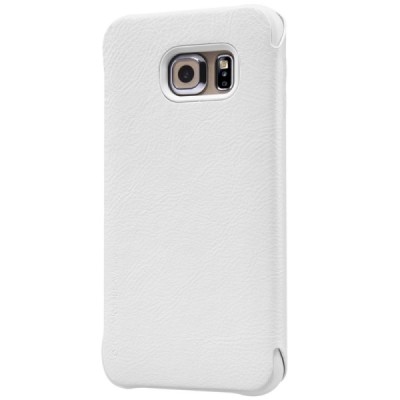 Greznais „Nillkin“ Qin sērijas ādas atvērams balts Samsung Galaxy S6 Edge (G925) maciņš / Vacins.lv