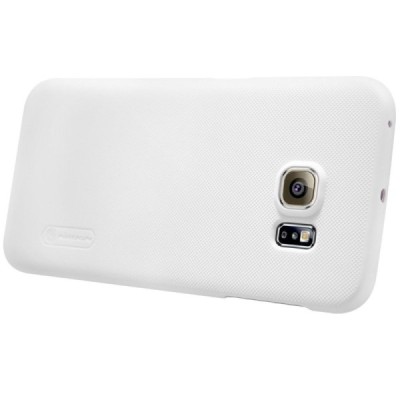 Samsung Galaxy S6 Edge (G925) Nillkin Frosted Shield baltas plastikinis dėklas + apsauginė ekrano plėvelė / Priedai.lt