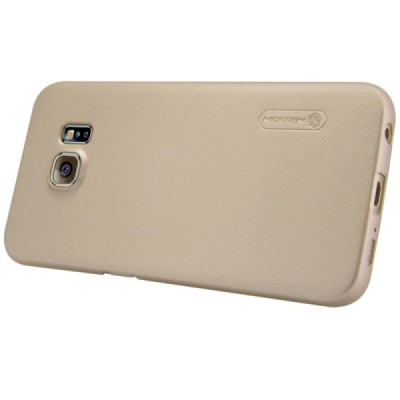 Samsung Galaxy S6 Edge (G925) Nillkin Frosted Shield zelta plastmasas apvalks + ekrāna aizsargplēve / Vacins.lv