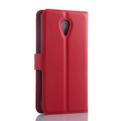 Meizu m2 note atverčiamas raudonas odinis Litchi dėklas - piniginė / Priedai.lt