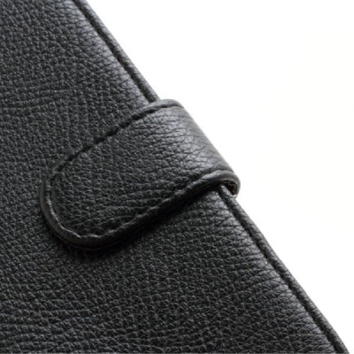 HTC One Mini M4 atvēramais melns ādas Litchi maciņš (maks) / Vacins.lv