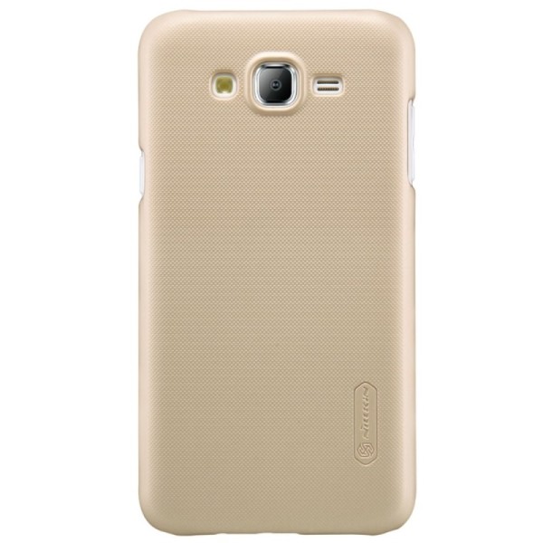 „Nillkin“ Frosted Shield dėklas - auksinis + apsauginė ekrano plėvelė (Galaxy J5 2015)