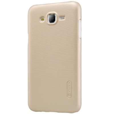 Samsung Galaxy J5 Nillkin Frosted Shield auksinis plastikinis dėklas + apsauginė ekrano plėvelė / Priedai.lt