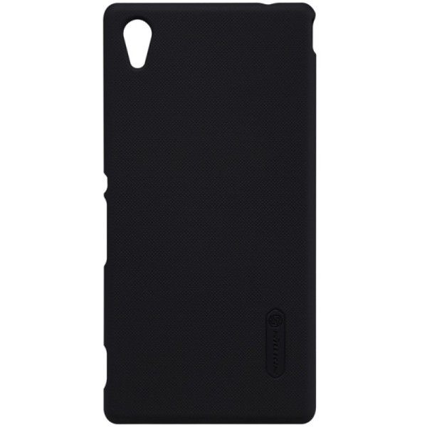 „Nillkin“ Frosted Shield dėklas - juodas + apsauginė ekrano plėvelė (Xperia M4 Aqua)