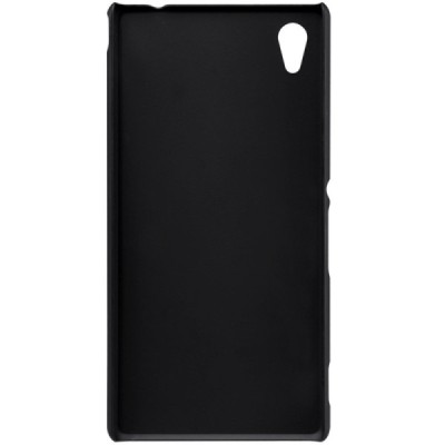Sony Xperia M4 Aqua Nillkin Frosted Shield juodas plastikinis dėklas + apsauginė ekrano plėvelė / Priedai.lt