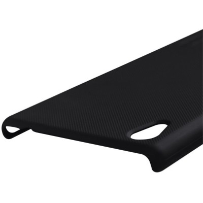 Sony Xperia M4 Aqua Nillkin Frosted Shield juodas plastikinis dėklas + apsauginė ekrano plėvelė / Priedai.lt