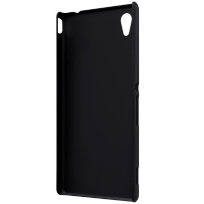 Sony Xperia M4 Aqua Nillkin Frosted Shield juodas plastikinis dėklas + apsauginė ekrano plėvelė / Priedai.lt