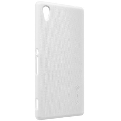 Sony Xperia M4 Aqua Nillkin Frosted Shield baltas plastikinis dėklas + apsauginė ekrano plėvelė / Priedai.lt