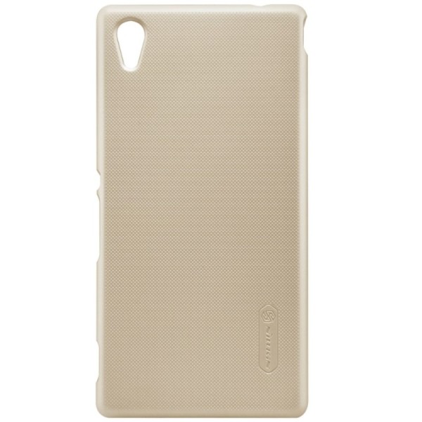 „Nillkin“ Frosted Shield dėklas - auksinis + apsauginė ekrano plėvelė (Xperia M4 Aqua)