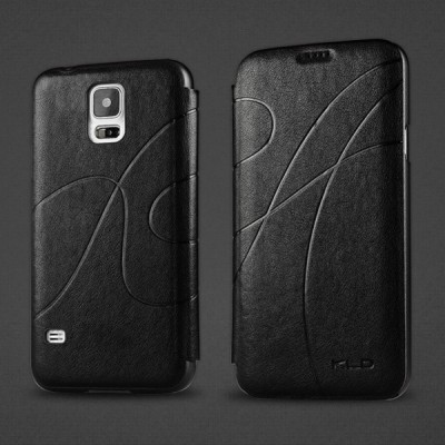 Samsung Galaxy S5 (S5 Neo) „Kalaideng“ Oscar ādas atvēramais melns maciņš (maks) / Vacins.lv
