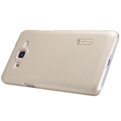 Samsung Galaxy Grand Prime (G530) Nillkin Frosted Shield auksinis plastikinis dėklas + apsauginė ekrano plėvelė / Priedai.lt