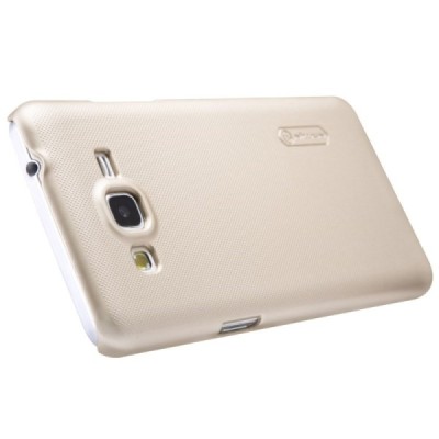 Samsung Galaxy Grand Prime (G530) Nillkin Frosted Shield auksinis plastikinis dėklas + apsauginė ekrano plėvelė / Priedai.lt