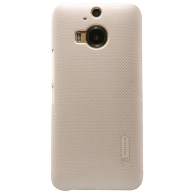 HTC One M9+ Plus Nillkin Frosted Shield auksinis plastikinis dėklas + apsauginė ekrano plėvelė / Priedai.lt