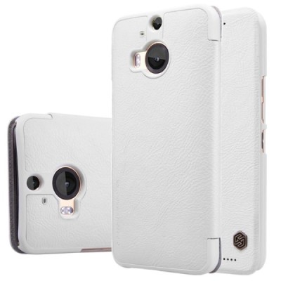 Prabangus „Nillkin“ Qin serijos baltas odinis atverčiamas HTC One M9+ Plus dėklas / Priedai.lt