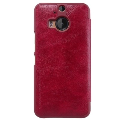 Greznais „Nillkin“ Qin sērijas ādas atvērams sarkans HTC One M9+ Plus maciņš / Vacins.lv
