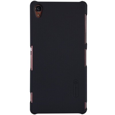 Sony Xperia Z3 Nillkin Frosted Shield melns plastmasas apvalks + ekrāna aizsargplēve / Vacins.lv