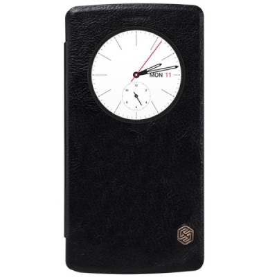 Prabangus „Nillkin“ Qin serijos juodas odinis atverčiamas LG G4 (H815) dėklas / Priedai.lt