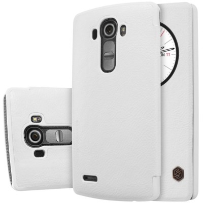 Greznais „Nillkin“ Qin sērijas ādas atvērams balts LG G4 (H815) maciņš / Vacins.lv