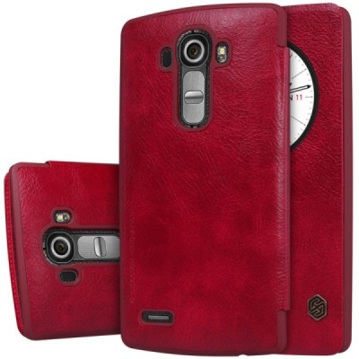 Greznais „Nillkin“ Qin sērijas ādas atvērams sarkans LG G4 (H815) maciņš / Vacins.lv