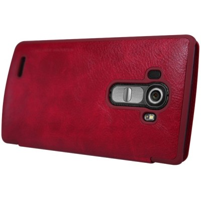 Greznais „Nillkin“ Qin sērijas ādas atvērams sarkans LG G4 (H815) maciņš / Vacins.lv