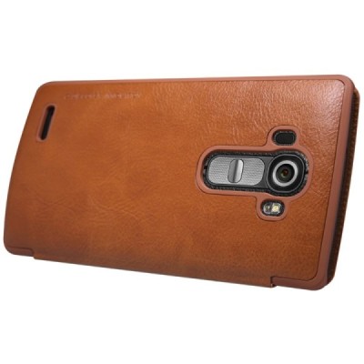 Greznais „Nillkin“ Qin sērijas ādas atvērams brūns LG G4 (H815) maciņš / Vacins.lv