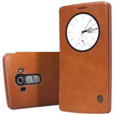 Greznais „Nillkin“ Qin sērijas ādas atvērams brūns LG G4 (H815) maciņš / Vacins.lv