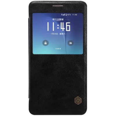 Prabangus „Nillkin“ Qin serijos juodas odinis atverčiamas Samsung Galaxy Note 5 (N920) dėklas / Priedai.lt