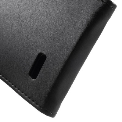 LG G4 (H815) klasisks ādas vertikāli atvēramais melns maciņš / Vacins.lv