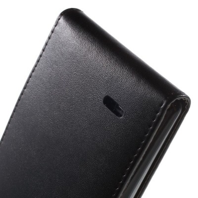 LG G Flex 2 (H955) klasisks ādas vertikāli atvēramais melns maciņš / Vacins.lv